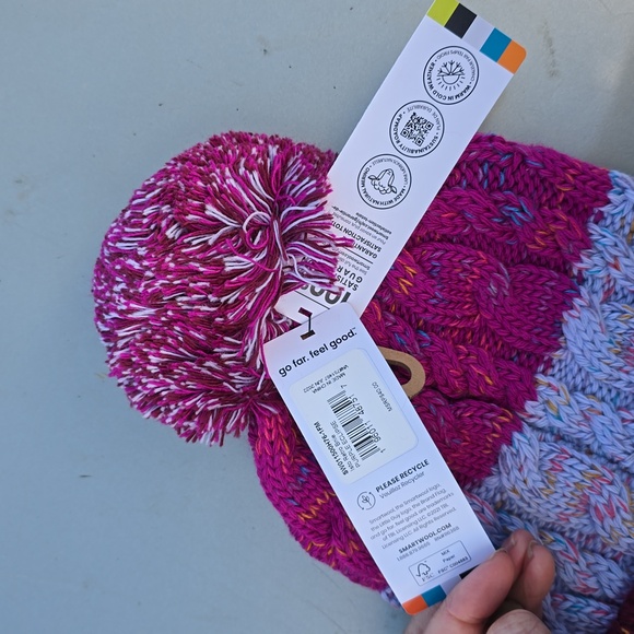 Smartwool Merino Wool Isto Retro Pom Beanie Winter Hat Purple Eclipse Womens NWT - Picture 3 of 5